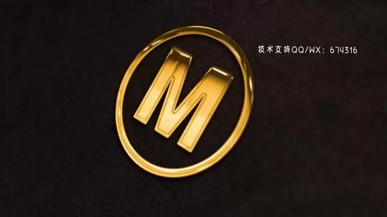 金色的电影光泽LOGO标志显示AE模板视频下载