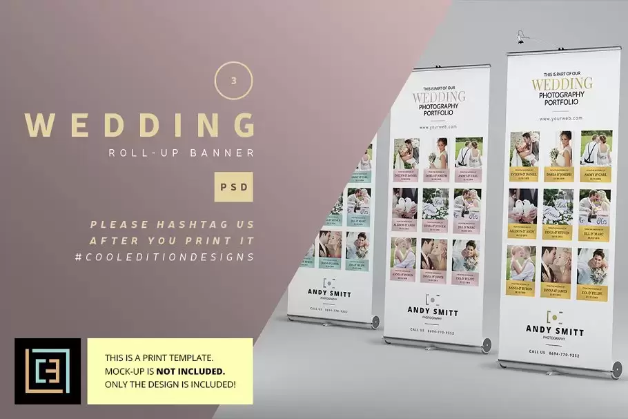 婚礼易拉宝模板 Wedding – Roll-Up Banner 3下载