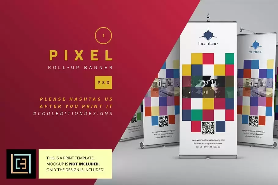 像素风格的易拉宝海报广告设计模版 Pixel – Roll-Up Banner  1下载