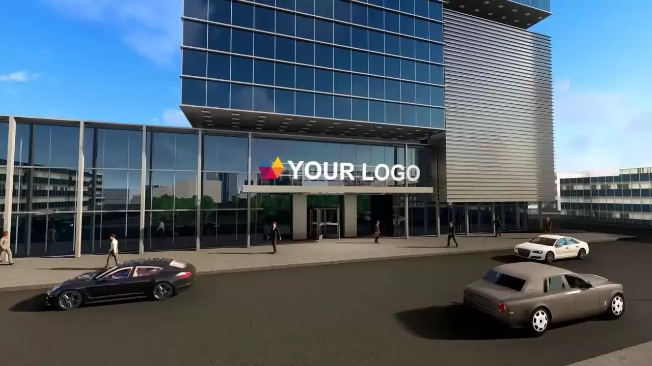 公司建筑物LOGO标志展示AE模板视频下载(含音频)