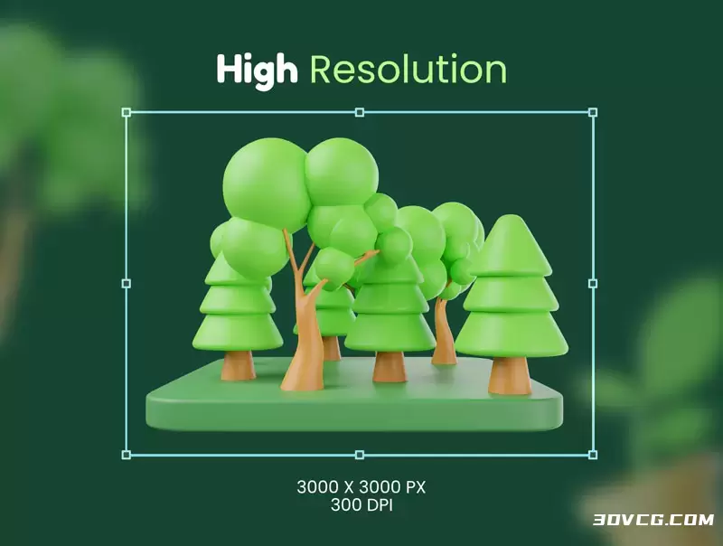 20个盆栽植物大树3D自然图标3D/PNG免抠图插图2