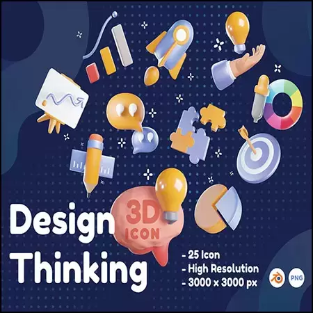 缩略图25个Design Thinking设计思维3D图标PNG免抠图
