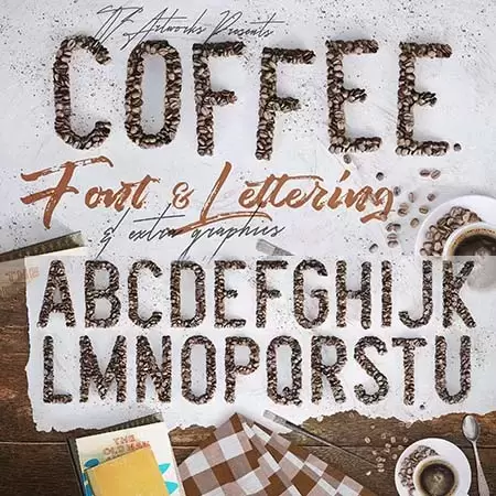 缩略图咖啡豆风格字体和咖啡图形PNG免抠图3D元素