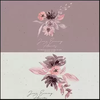 六月的晚花水彩花卉PNG免抠图
