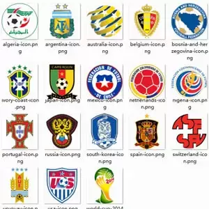 32个国家世界杯足球队PNG免抠图标