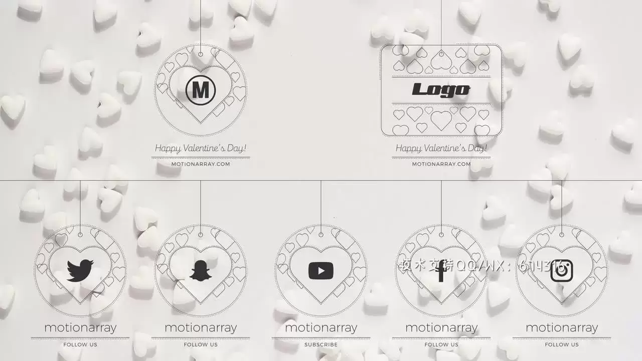 情人节LOGO标志显示AE模板视频下载(含音频)