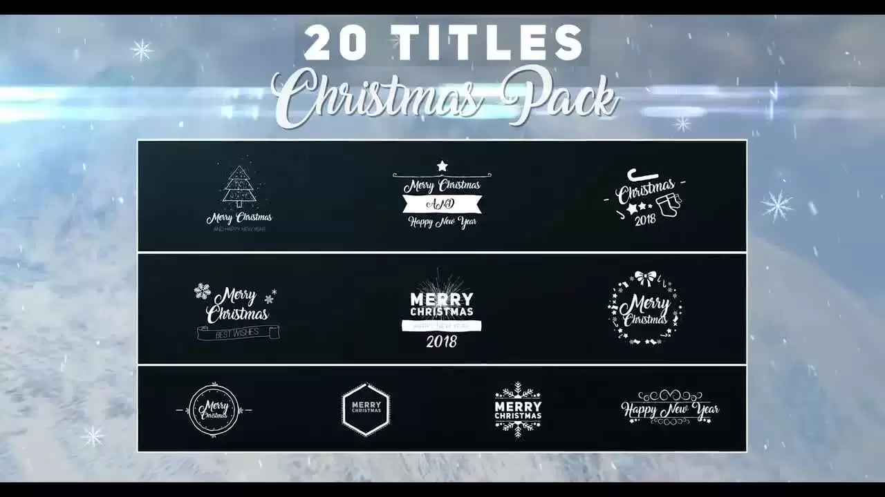 20个独特的圣诞节标题包pr模板视频下载(含音频)插图