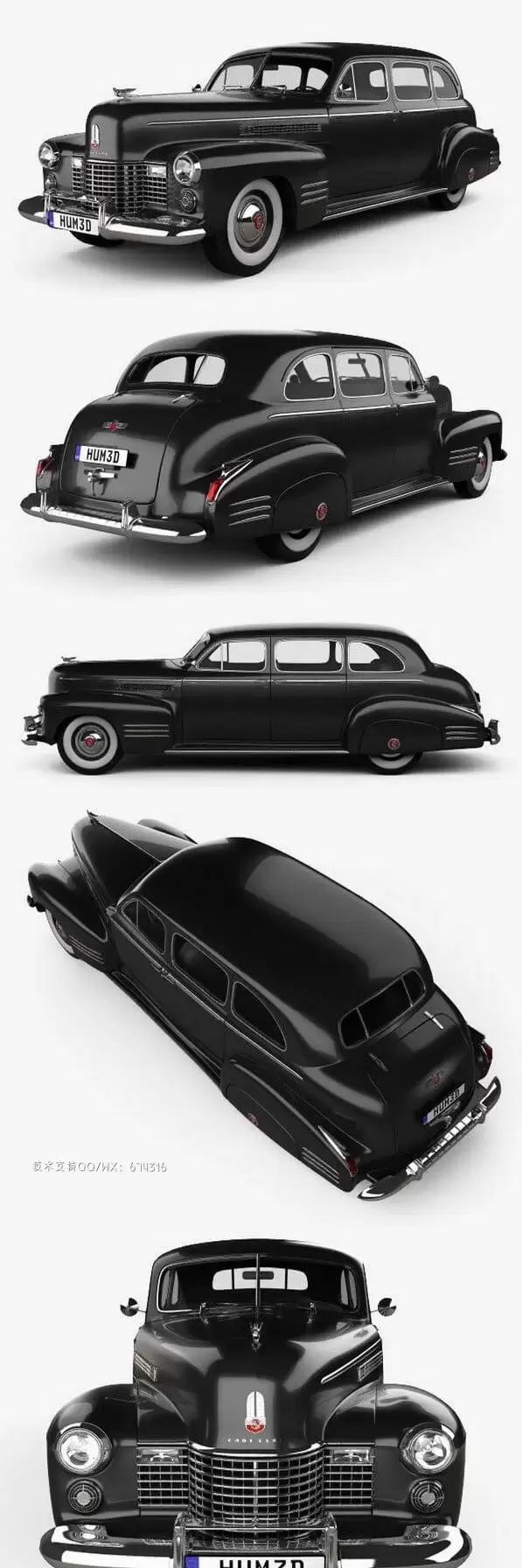 凯迪拉克 Fleetwood 75 touring sedan 1941 复古老爷车3D模型下载 (MAX,3DS,FBX,OBJ,C4D,LWO)插图