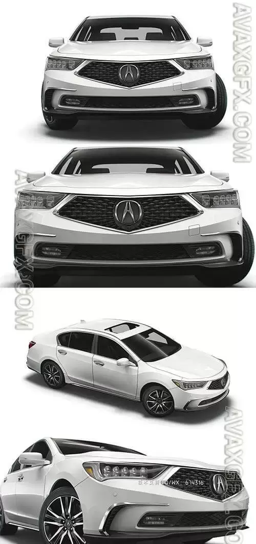 讴歌 RLX 2021 汽车3D模型下载 (MAX,OBJ,LWO,3DS,C4D)插图