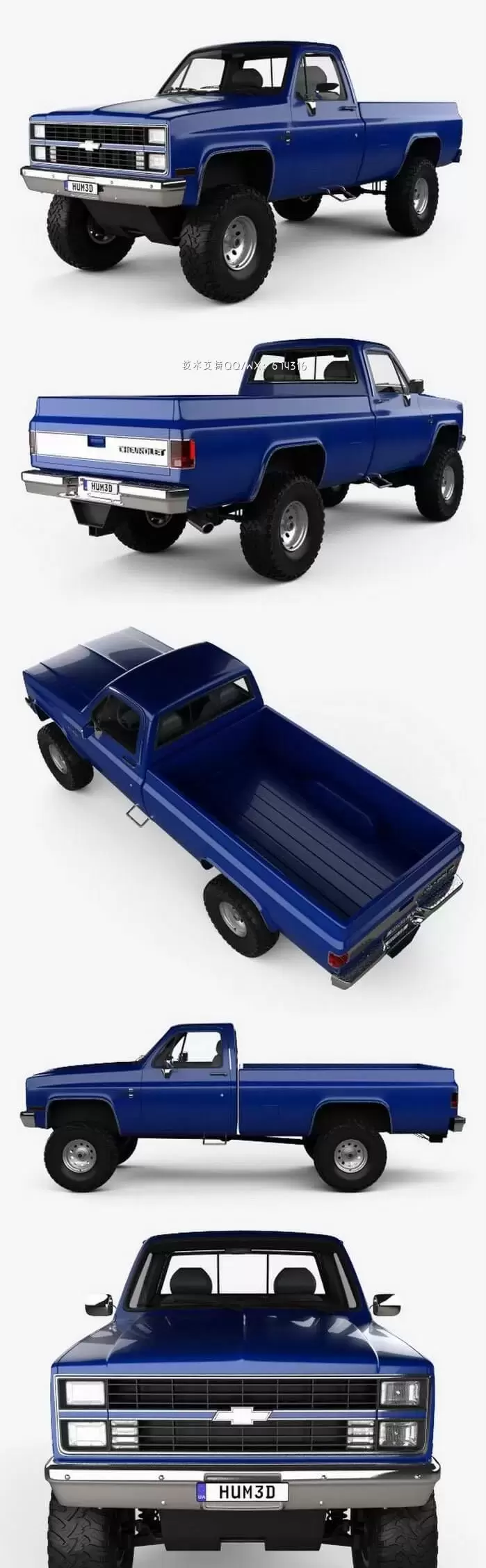 雪佛兰 K10 Silverado 1984 经典皮卡3D模型下载 (MAX,3DS,FBX,OBJ,C4D,LWO)插图