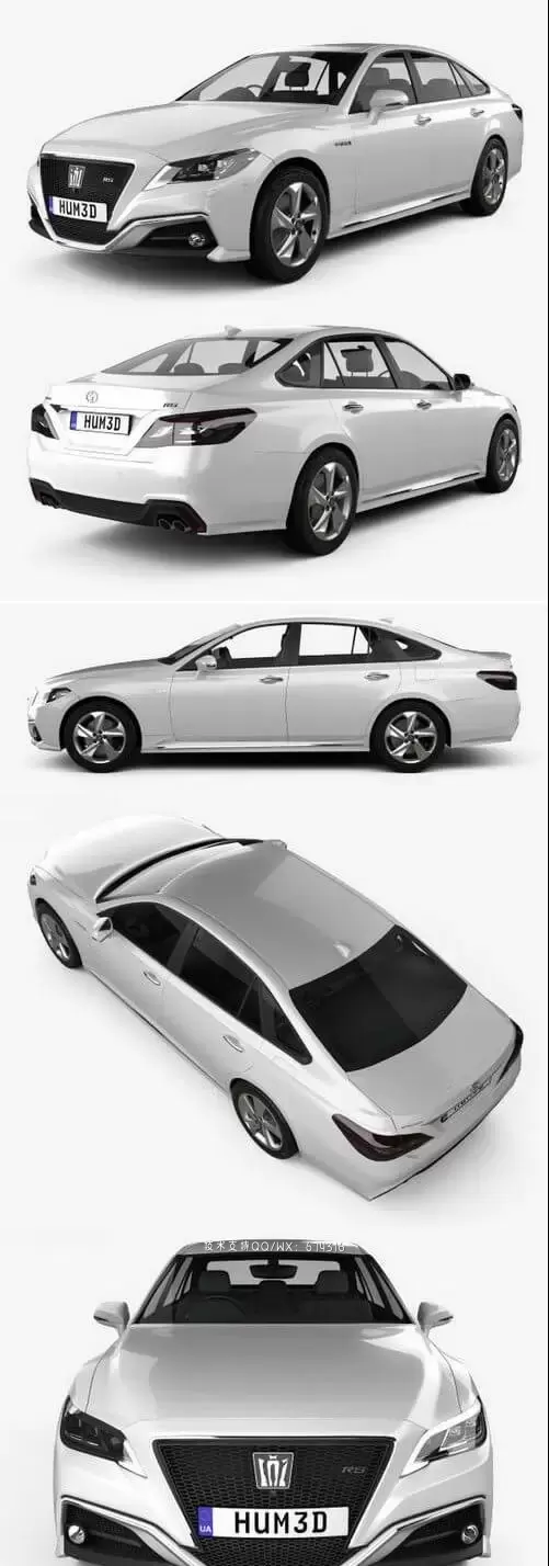 丰田皇冠 RS Advance 2018 轿车汽车3D模型下载 (MAX,3DS,FBX,OBJ,C4D,LWO)插图