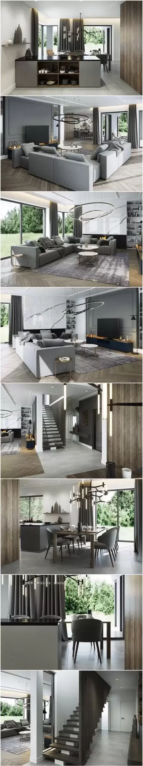 C4D+OC打造的时尚豪宅起居室3D场景模型套装下载(FBX,OBJ,C4D)插图