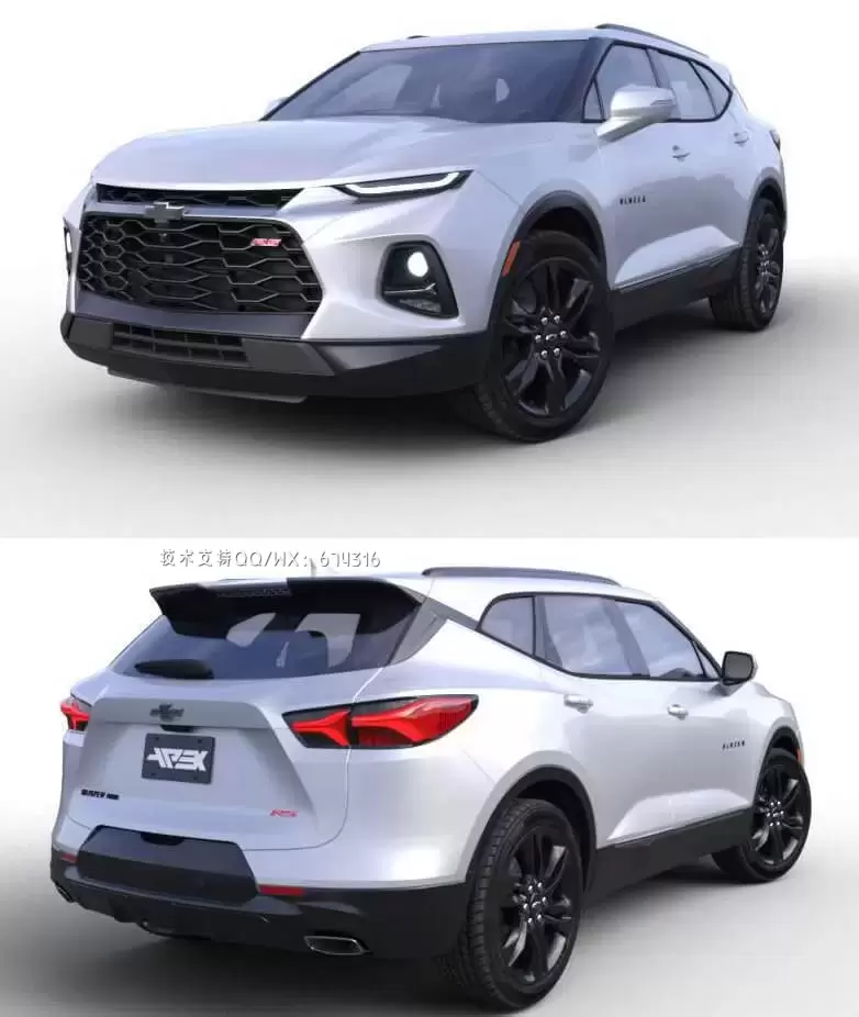 雪佛兰 Blazer RS 2019 越野车汽车3D模型下载 (MAX,3DS,FBX,OBJ,C4D,LWO,TEX)插图