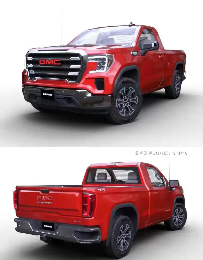 美式大皮卡 GMC Sierra Reg SLE 1500 2020 汽车3D模型 (MAX,3DS,FBX,OBJ,C4D,LWO,TEX)插图