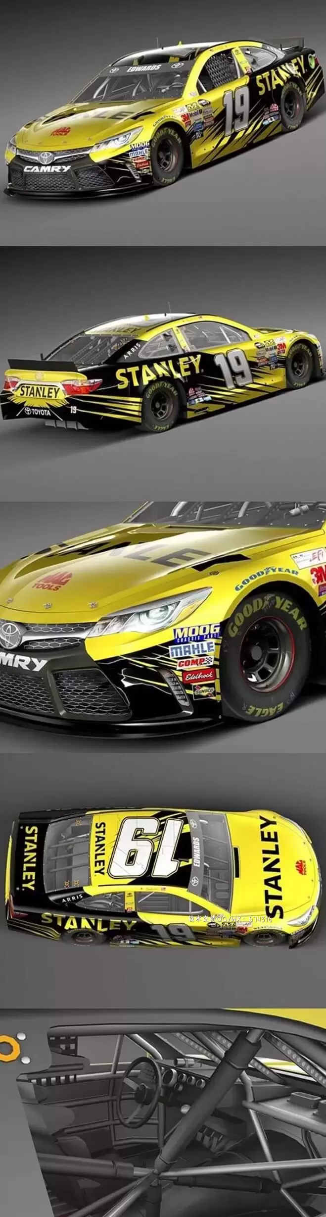 丰田 Camry Stanley 2015 Nascar  赛车3D模型下载 (MAX,3DS,FBX,OBJ,C4D,LWO,TEX)插图