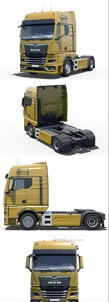 大货车车头 Man TGX 2020 货车3D模型下载 (MAX,3DS,FBX,OBJ,C4D,LWO)插图