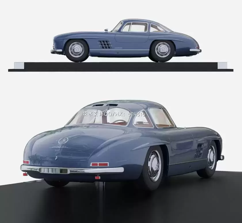 梅赛德斯奔驰 300SL Coupe限量版3D装饰品模型下载 (MAX,3DS,FBX,OBJ,C4D,LWO,TEX)插图2
