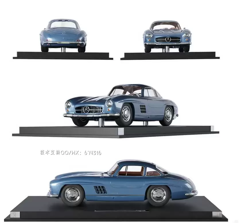 梅赛德斯奔驰 300SL Coupe限量版3D装饰品模型下载 (MAX,3DS,FBX,OBJ,C4D,LWO,TEX)插图1
