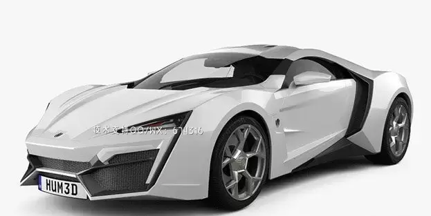 莱坎超级跑车 W Motors Lykan HyperSport 2012 汽车3D模型下载 (MAX,3DS,FBX,OBJ,C4D,LWO)