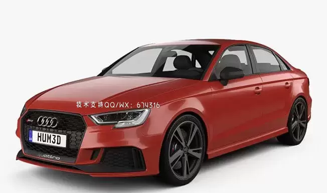 奥迪 RS3 Sedan 2017 汽车3D模型下载 (MAX,3DS,FBX,OBJ,C4D,LWO)