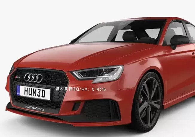 奥迪 RS3 Sedan 2017 汽车3D模型下载 (MAX,3DS,FBX,OBJ,C4D,LWO)