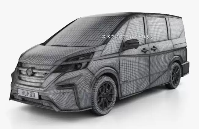 日产 Serena Nismo 2016 商务车MVP汽车3D模型下载 (MAX,3DS,FBX,OBJ,C4D,LWO)插图6 1627561547_007