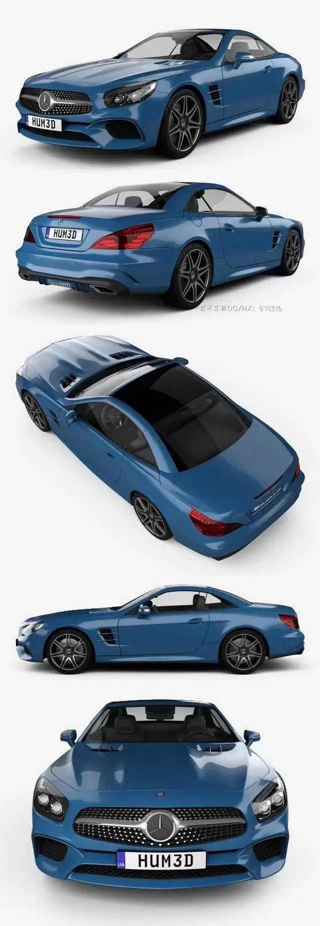 梅赛德斯奔驰 SL-Class R231汽车教程3D模型下载(C4D,FBX,OBJ,MAX)