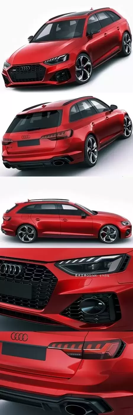 奥迪 RS4 Avant   3D 汽车模型下载（OBJ,FBX,MAX,C4D）下载