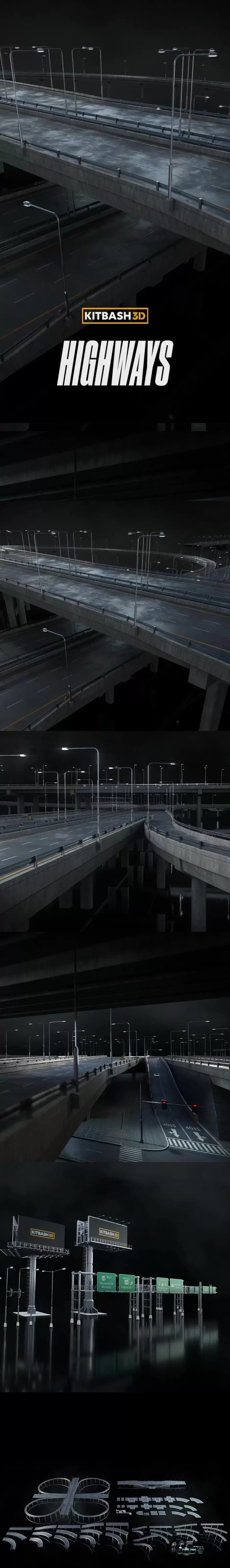 C4D必备高速公路马路元素整套3D模型套装下载（C4D）下载