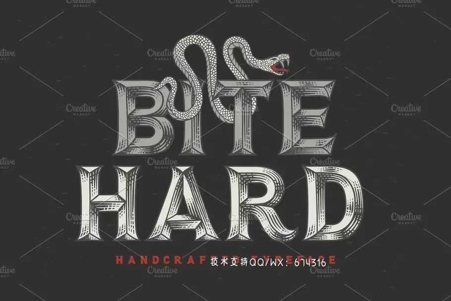 经典酷炫字体 Vintage typeface "Bite Hard"下载