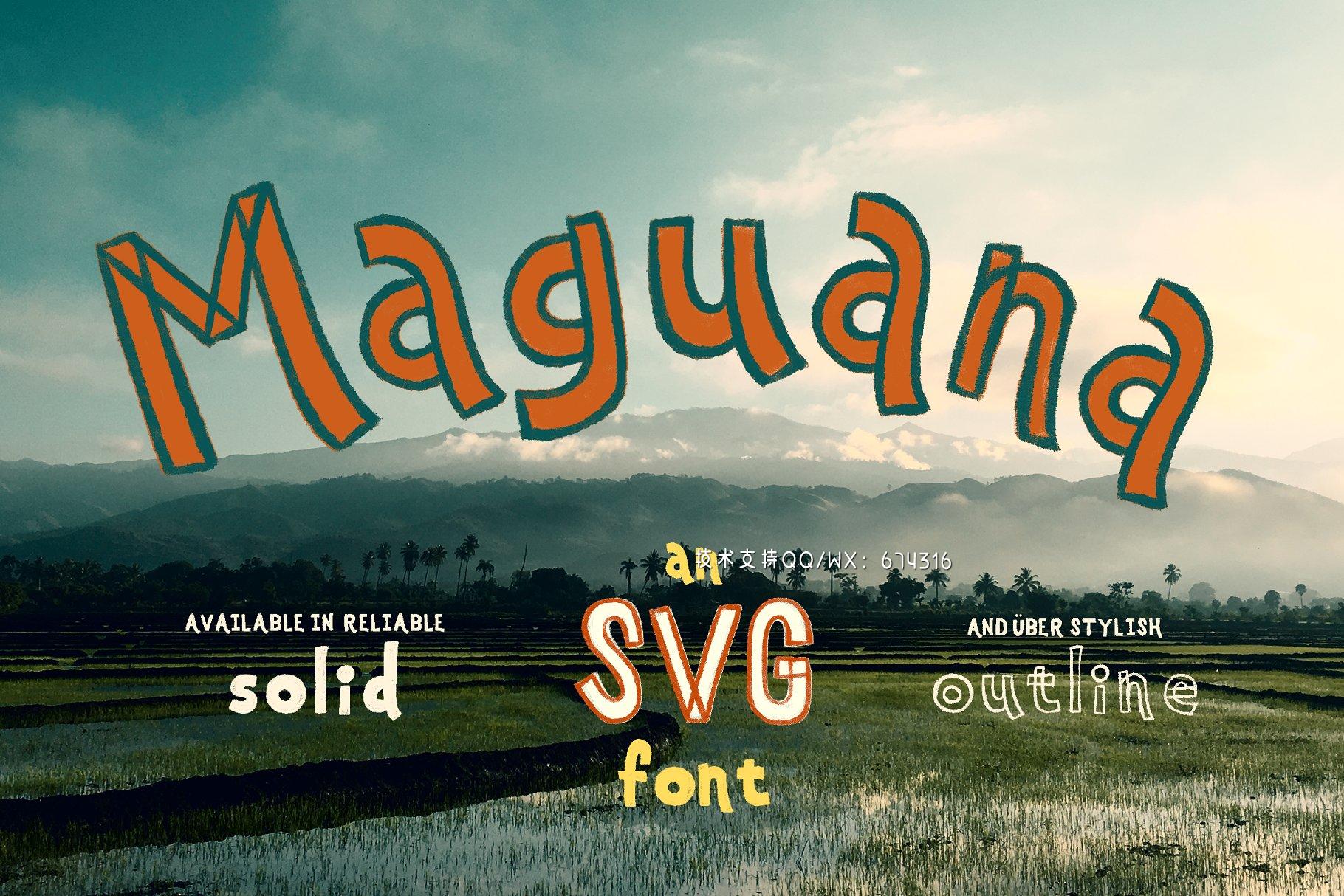 英文手写SVG字体 Maguana ~ Hand-drawn SVG Font下载