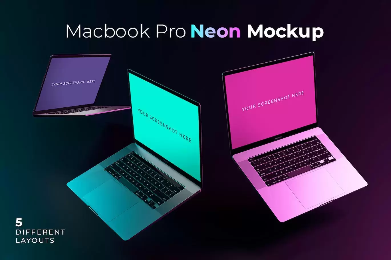 Macbook Pro 霓虹灯样机 (PSD)下载