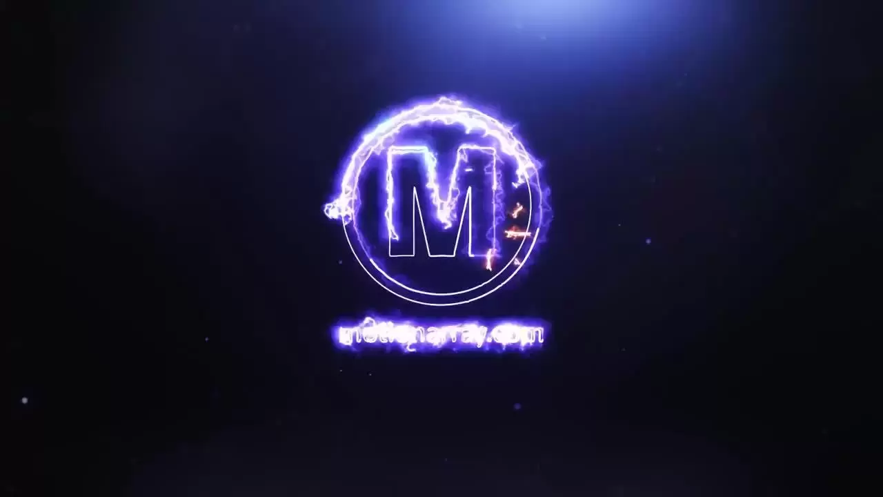 具有发光的电火花和火焰燃烧的剑齿效果LOGO标志揭示AE模板视频下载-附音频