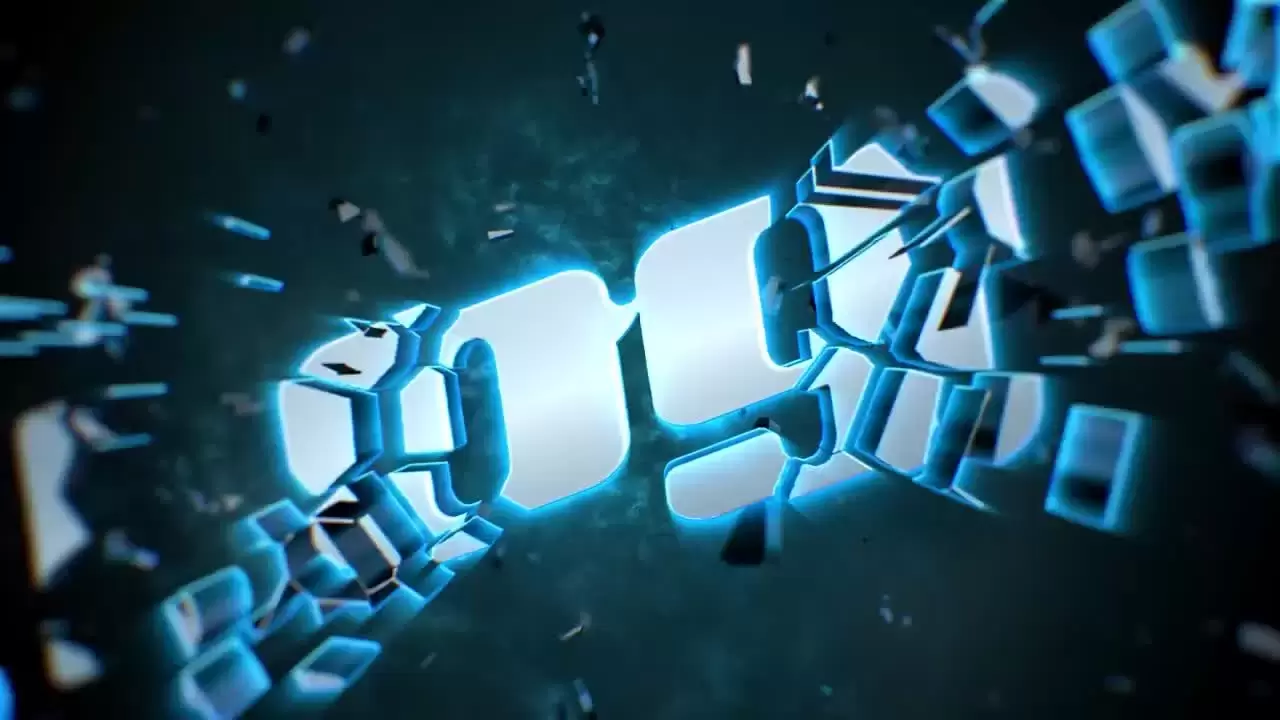 3D立体破碎玻璃logo展示AE模板-附音频