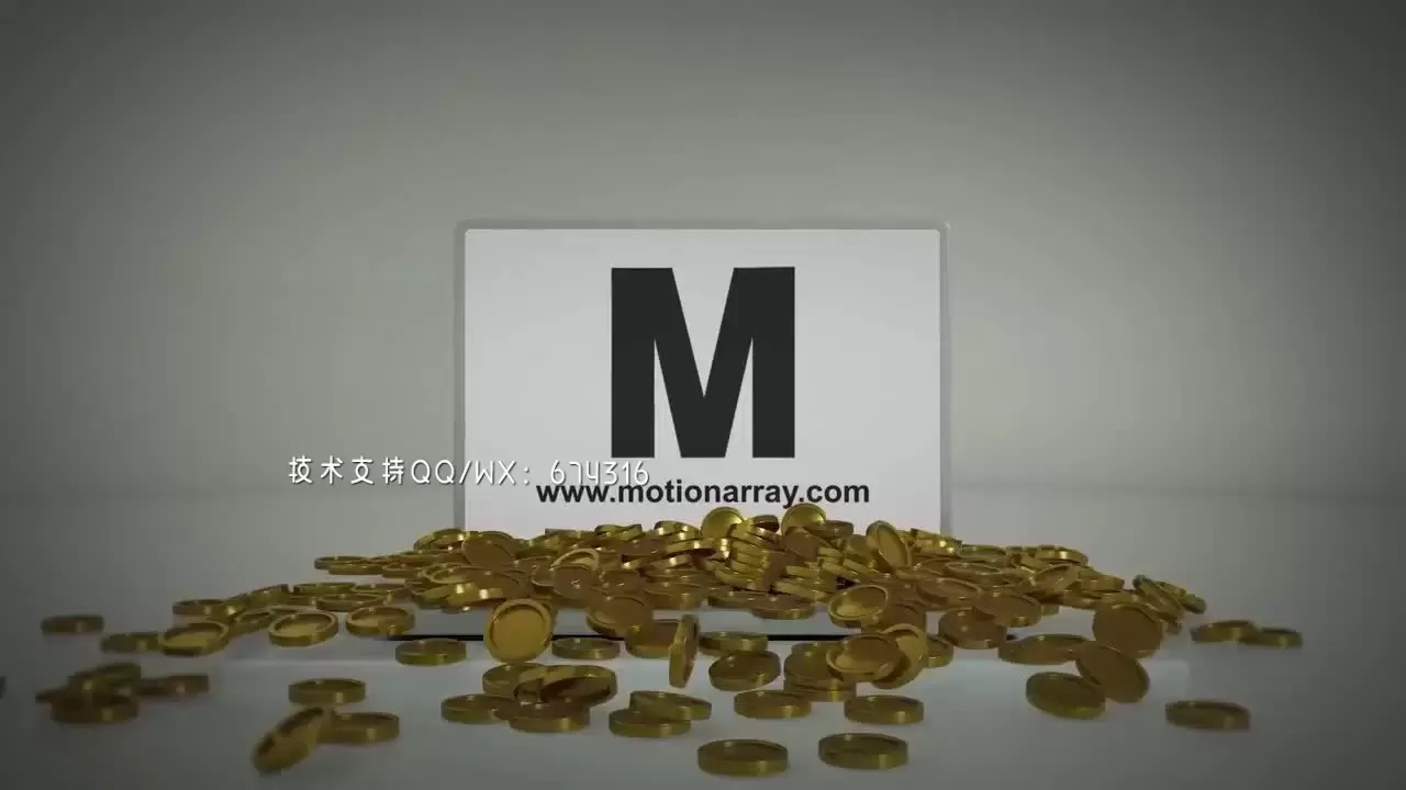 缩略图独特的动态动画3D金币LOGO标志视频AE模板-附音频