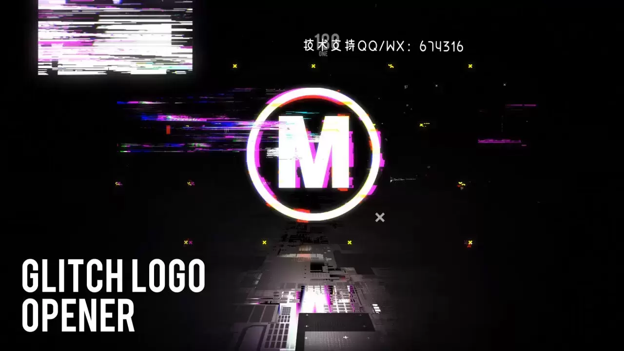创意的小故障LOGO标志动画AE模板视频下载