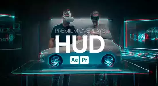 科技感HUD视觉效果叠加动画AE/PR模板 Premium Overlays HUD