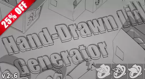 一键快速生成卡通手绘线条边框效果Blender插件 Hand Drawn Line Generator V2.4