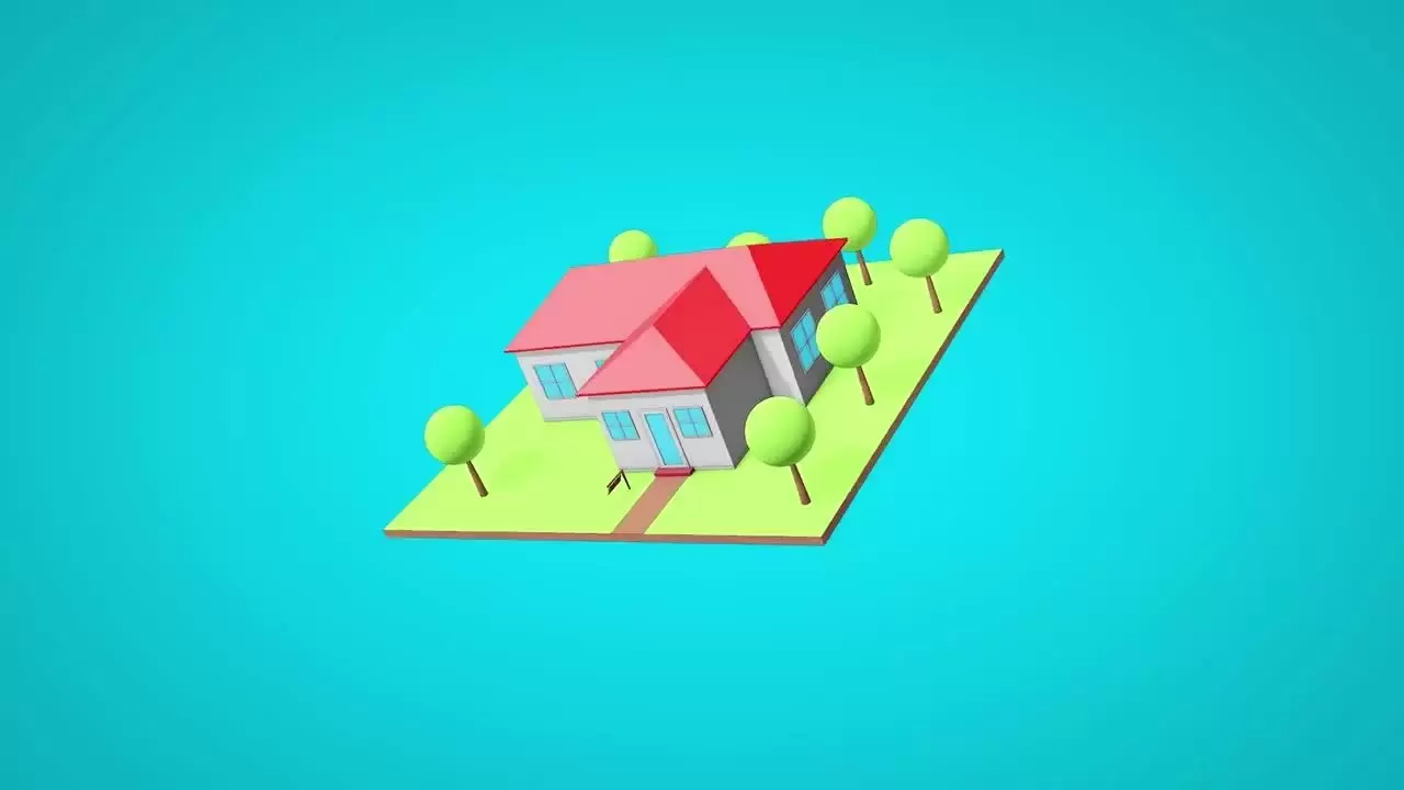 独特的3D房屋LOGO标志展示AE工程-附音频