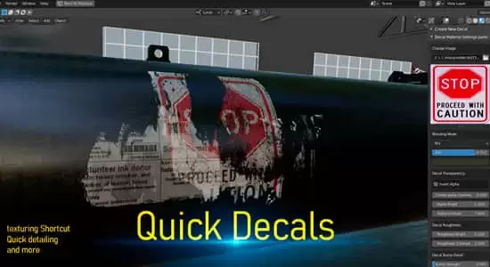 快速制作添加污迹贴纸Blender插件 Quick Decals V2.1.0