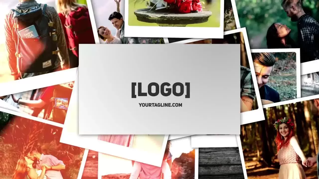 照片翻转下落logo动态展示AE工程-附音频