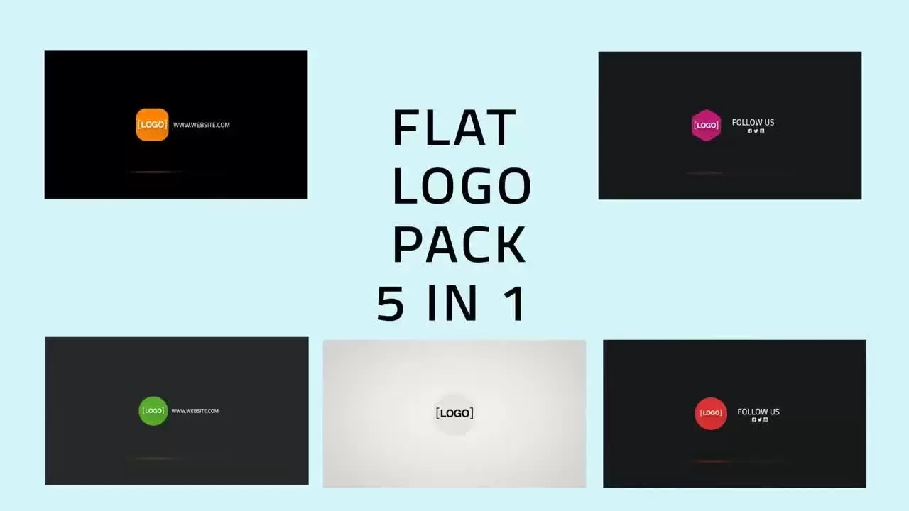 5种平面LOGO标志包AE工程-附音频