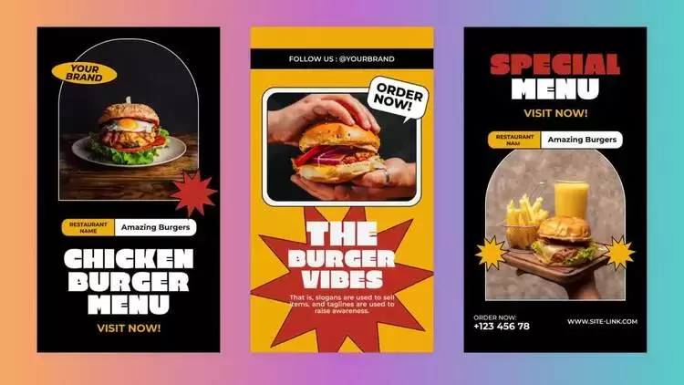 6个食品广告标题文本ae模版视频下载-附音频