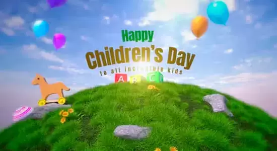 缩略图AE模板-可爱卡通儿童节快乐展示片头 Happy Children’s Day