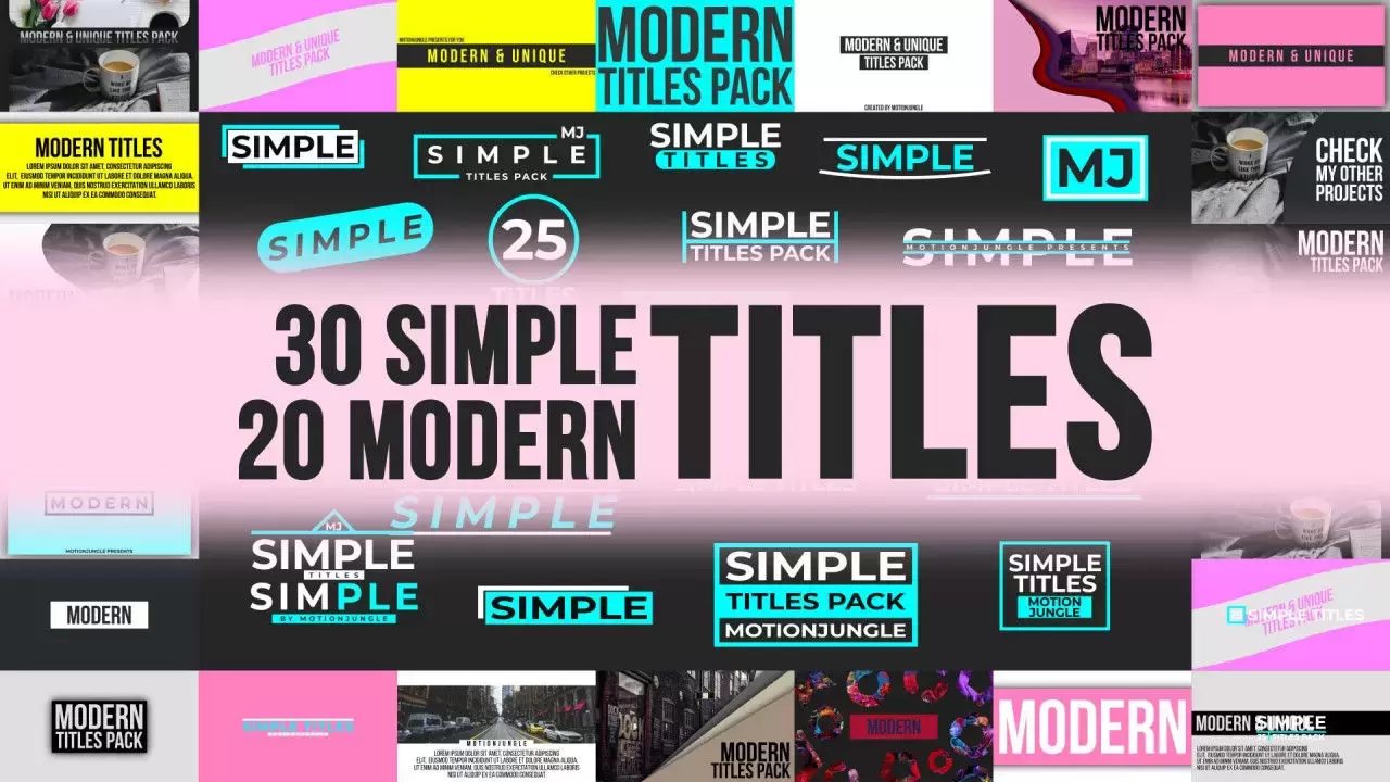 缩略图20个现代和30个简单的标题动画AE模板
