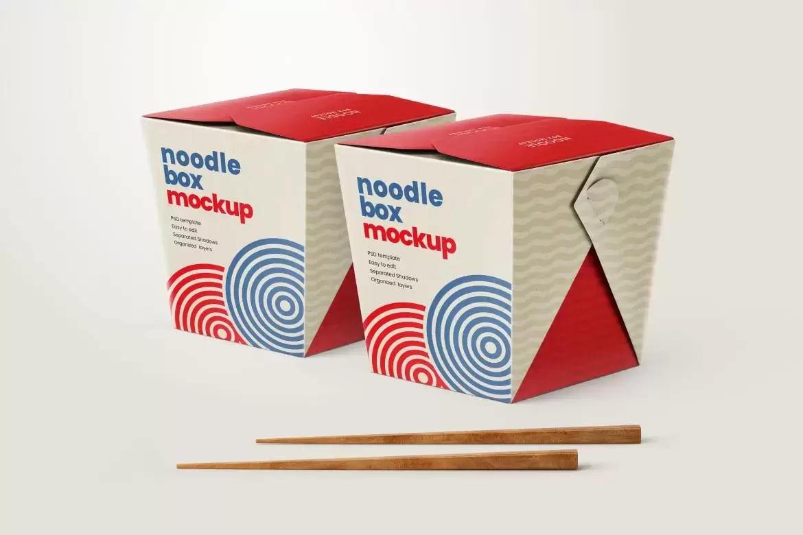 面条盒模型套装|亚洲食品样机（PSD）下载