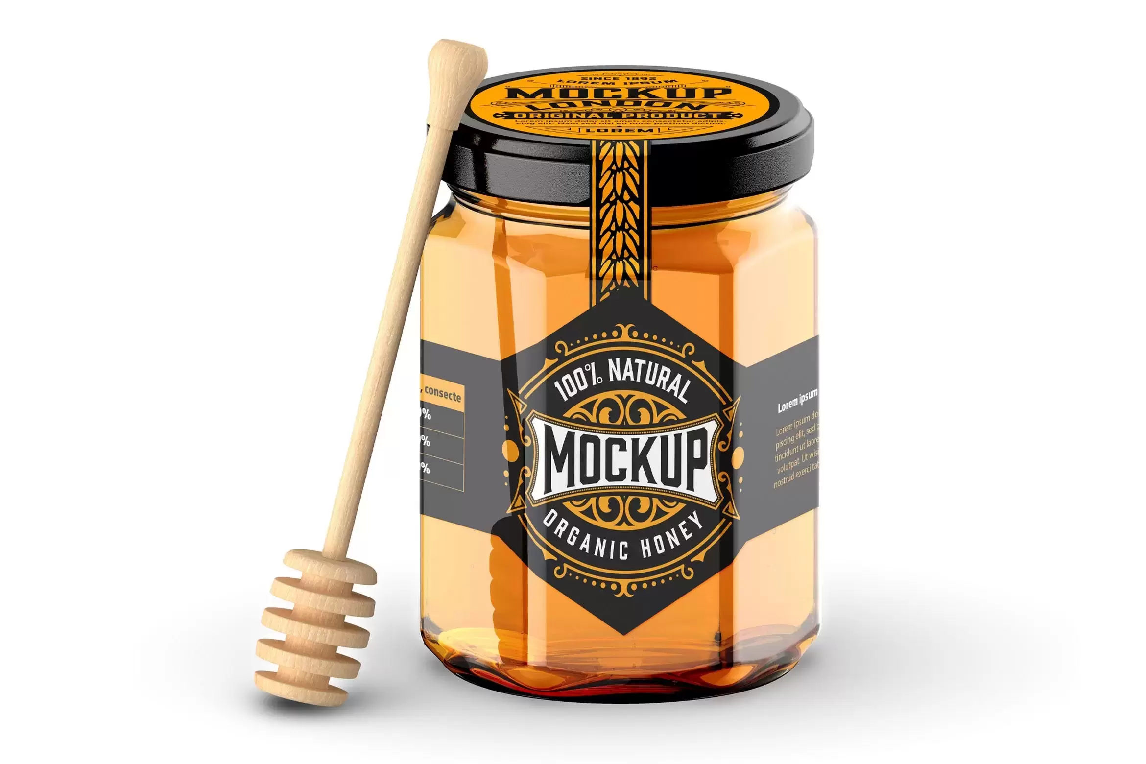 蜂蜜玻璃罐和勺子模型样机（PSD）下载