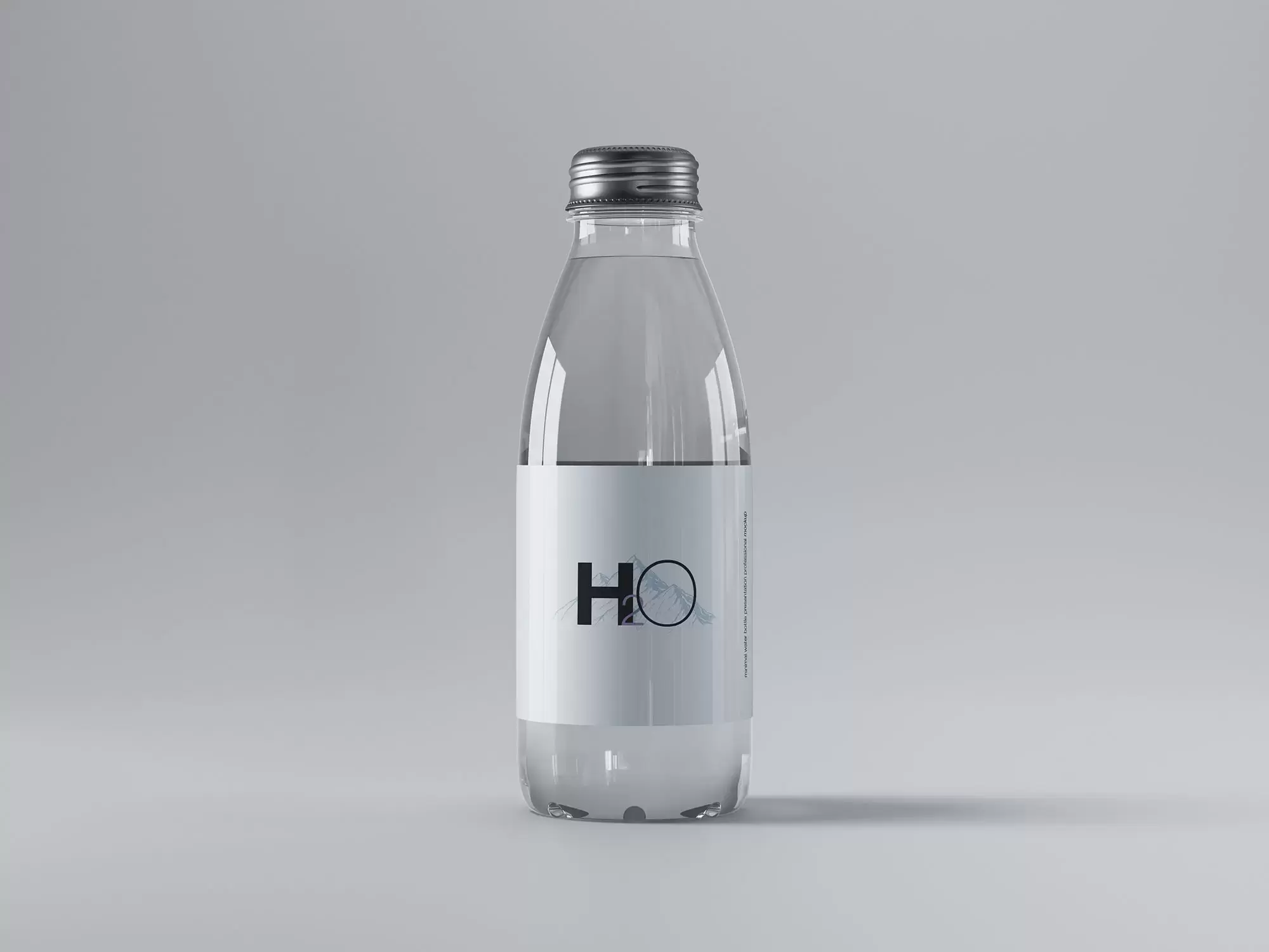 高品质的玻璃质感水瓶包装设计VI样机展示模型mockups下载