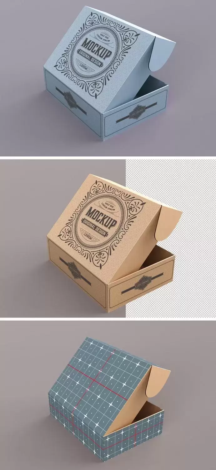 纸板箱盒子展示样机[PSD]下载