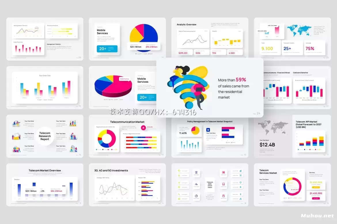 电信行业统计PPT模版 (PPTX)下载